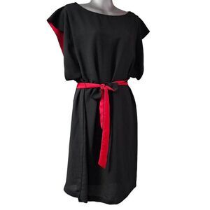 Elegant Black Dress with Red Accents
